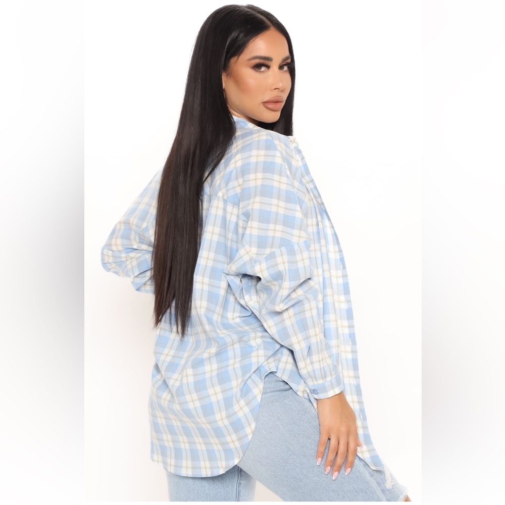 Blue Plaid Shirt - XL